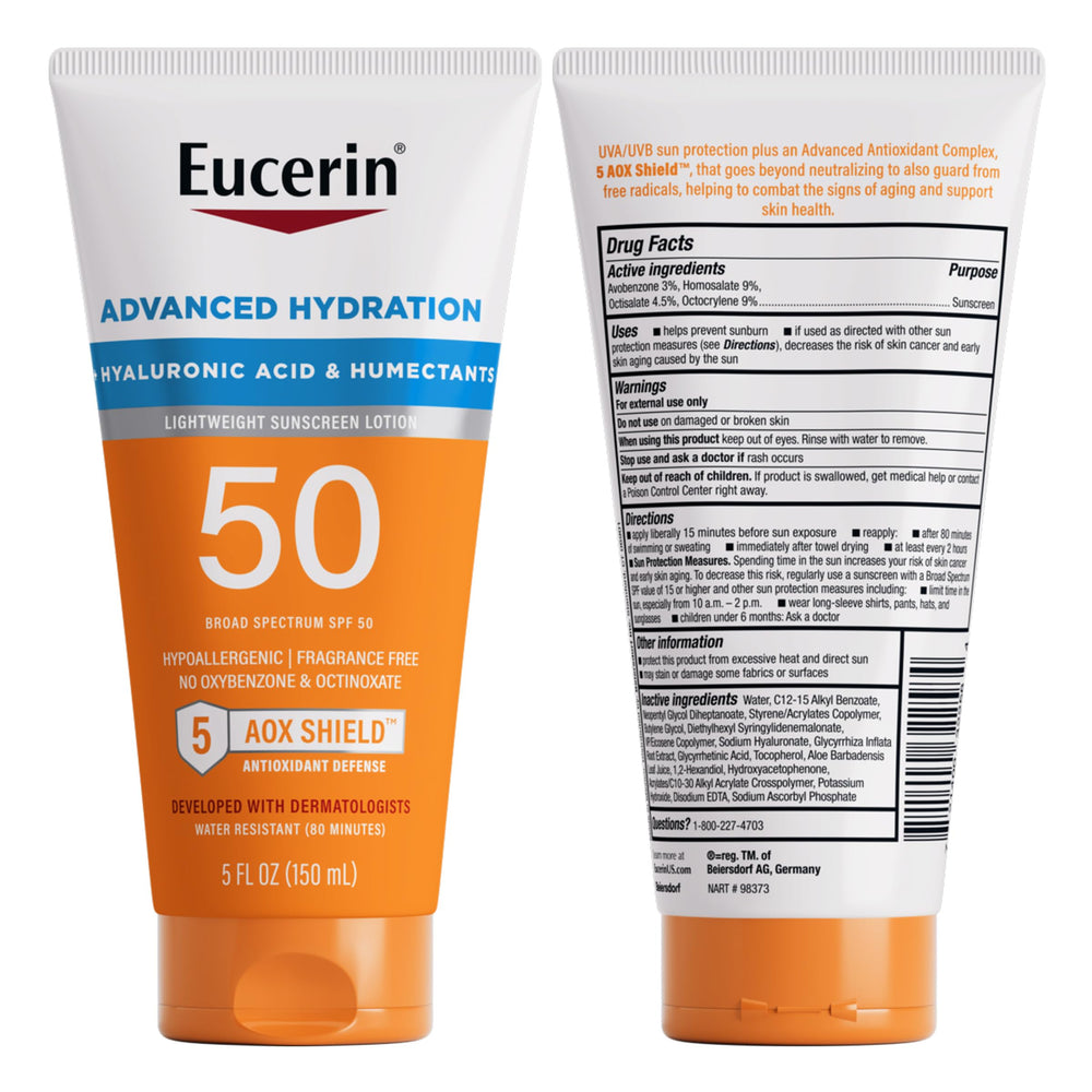 Uso en rostro y cuerpo con Eucerin Sun Advanced Hydration SPF 50.