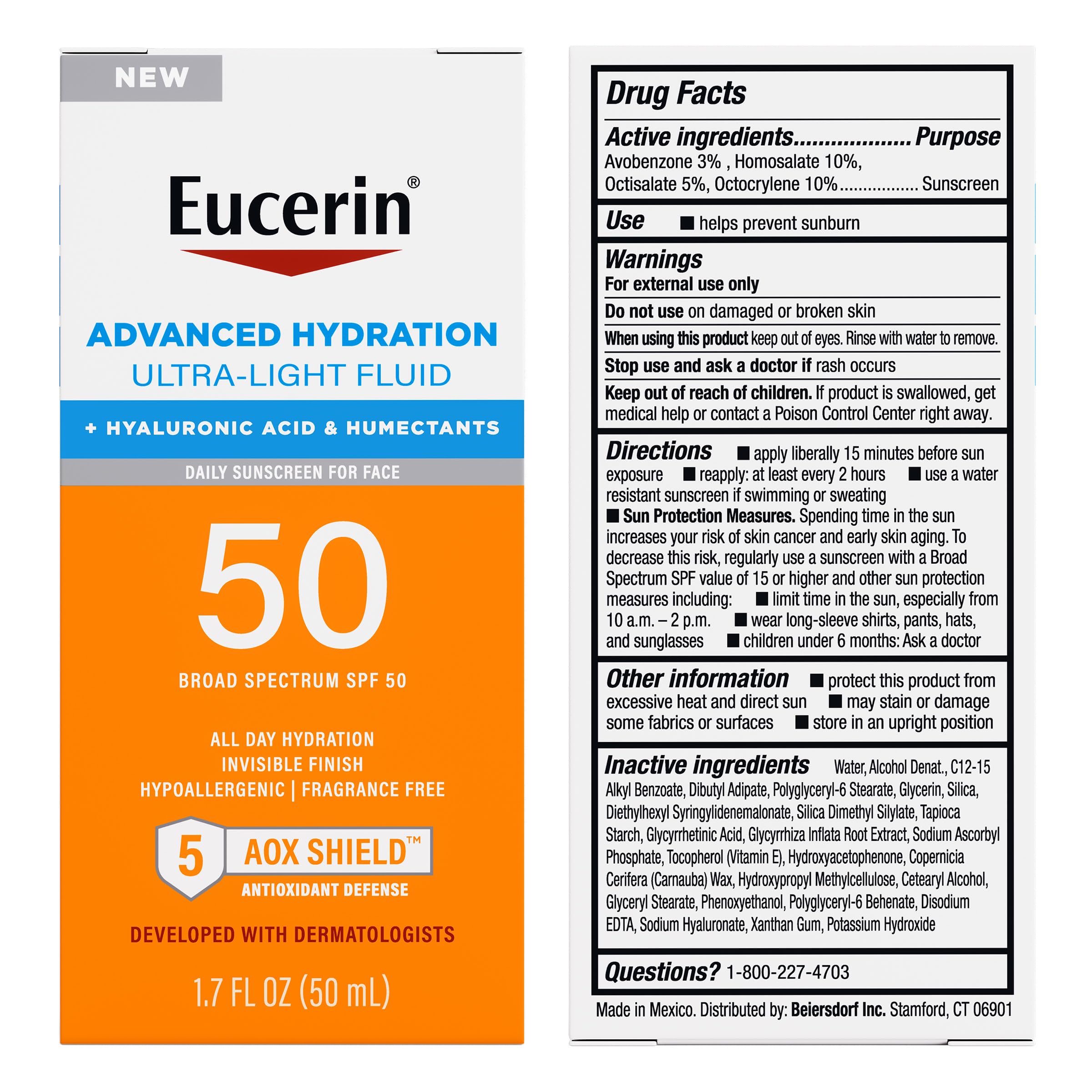 Eucerin Sun Avance Hidratación para aplicación diaria en la rutina de rostro.