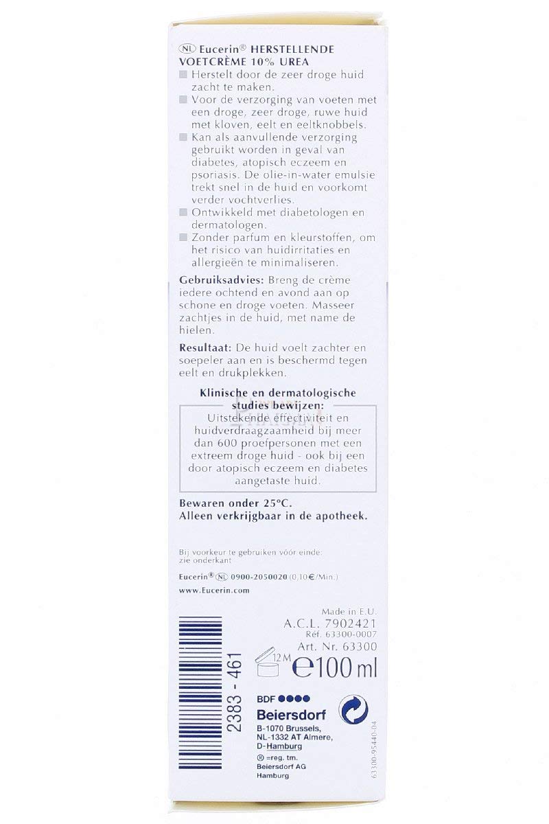 Textura suave de crema Eucerin para pies secos.
