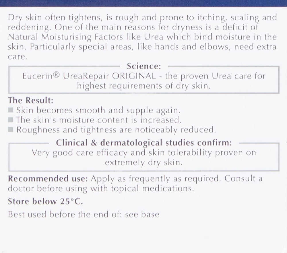 Aplicación suave con Eucerin UreaRepair 5% para piel sensible.