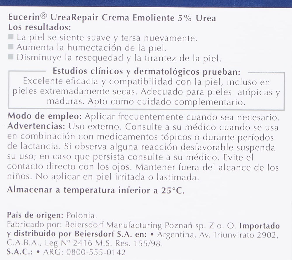 Cuidado para piel seca con Eucerin UreaRepair 5% alivia tirantez.