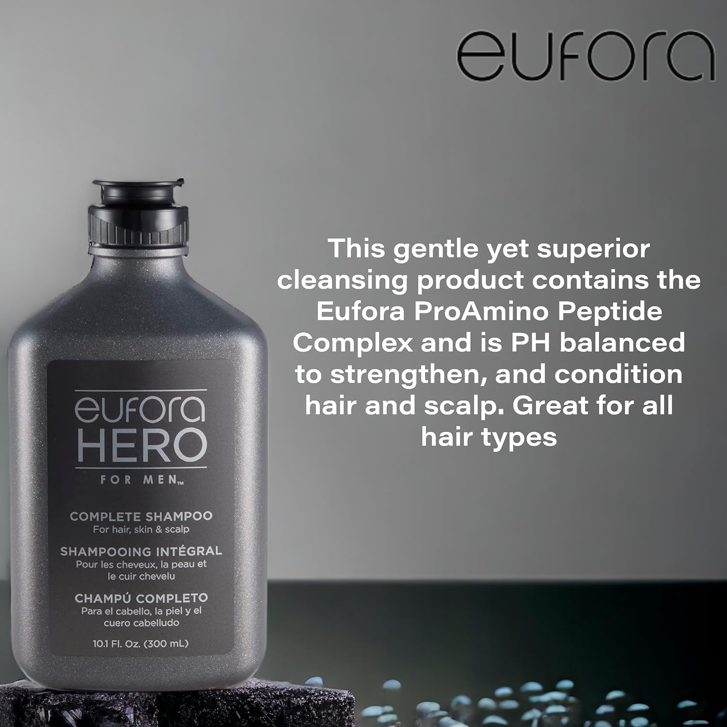 Eufora Hero diseño de envase moderno, práctico para uso diario.