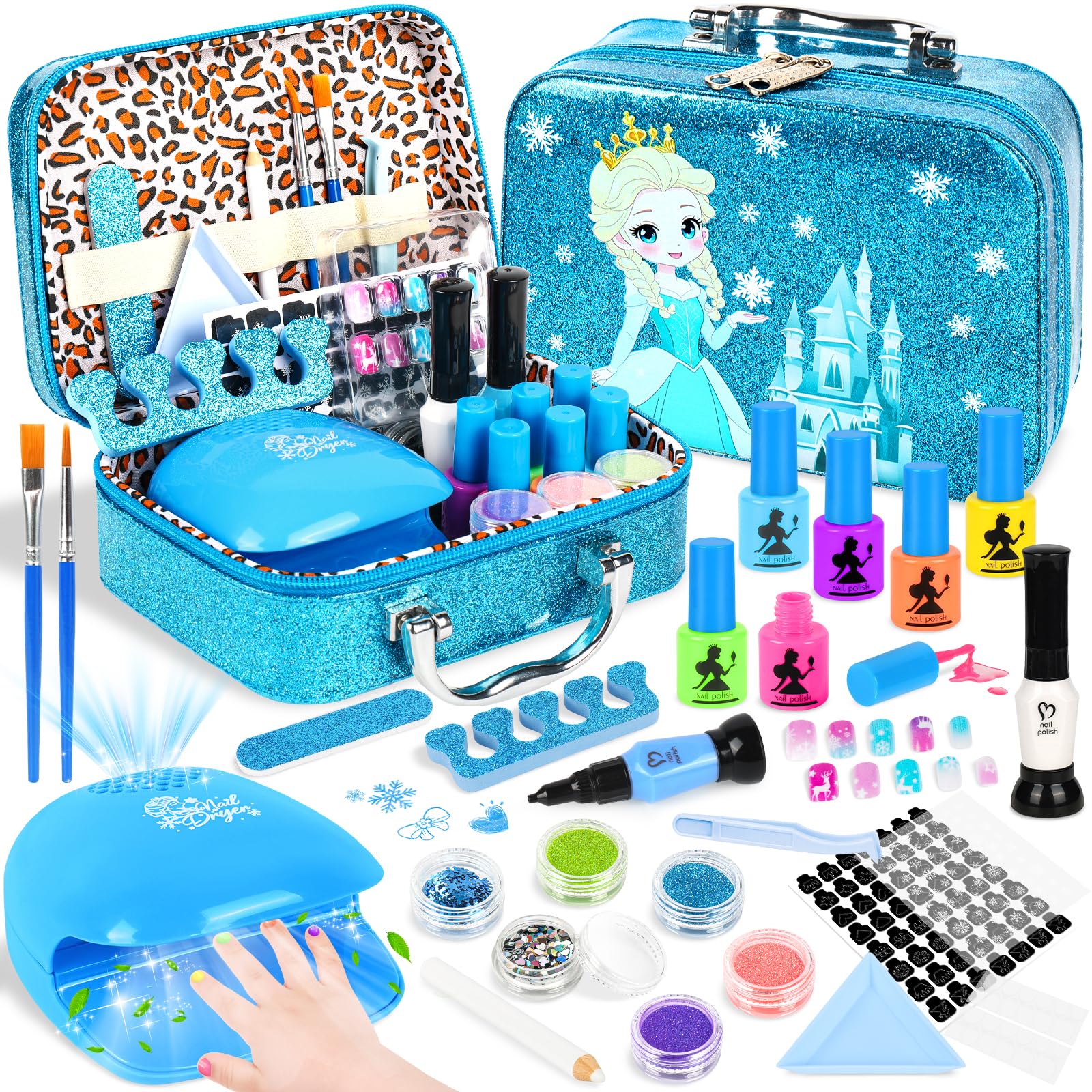 EULRGAUS conjunto de esmaltes infantiles en caja de princesas, seguro para uñas delicadas.