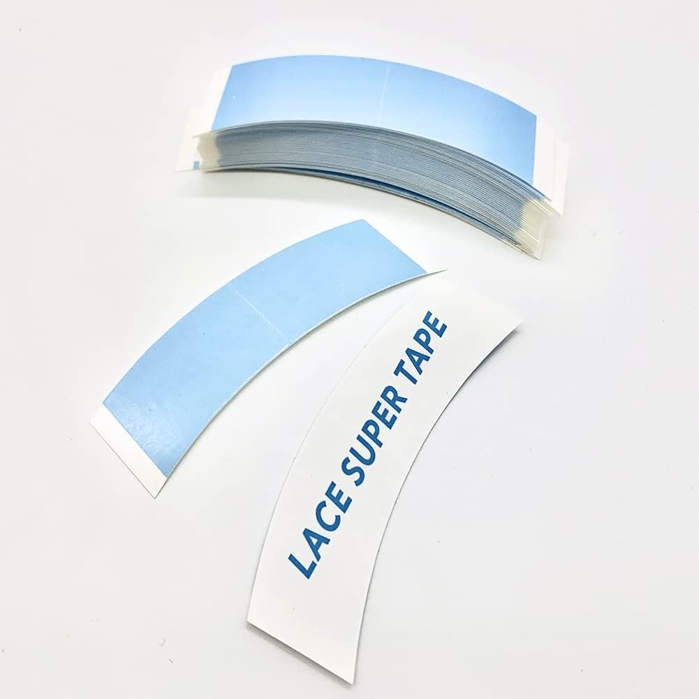 Eumos blue tape on lace wig secures toupees with reliable hold.