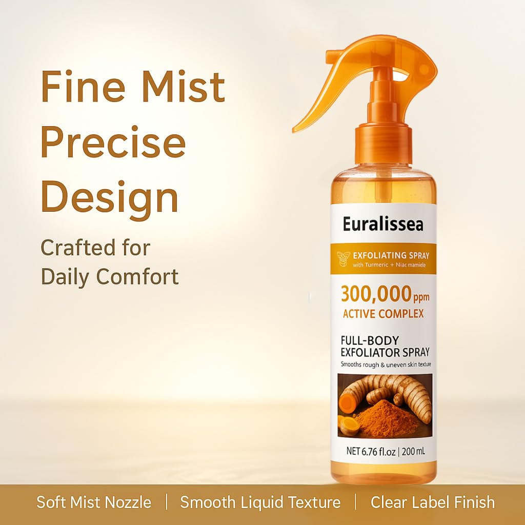 Textura ligera de Euralissea Peel Shot Turmeric Mist hidrata sin pesadez.