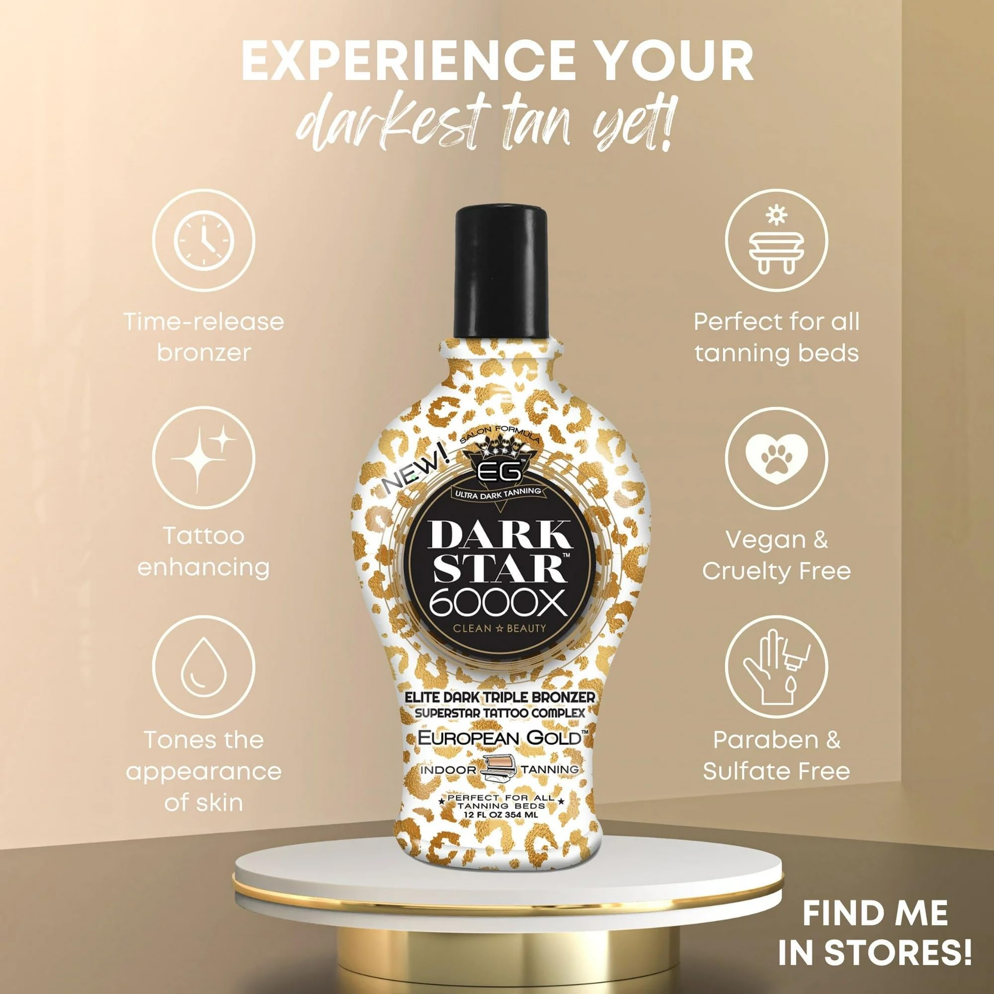 European Gold Dark Star 6000X: ingredientes naturales nutren la piel durante el bronceado.