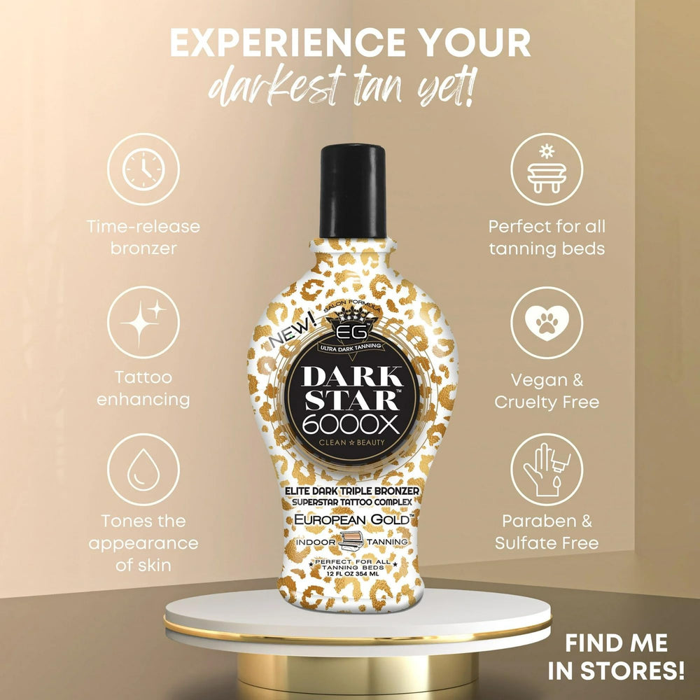 European Gold Dark Star 6000X: ingredientes naturales nutren la piel durante el bronceado.