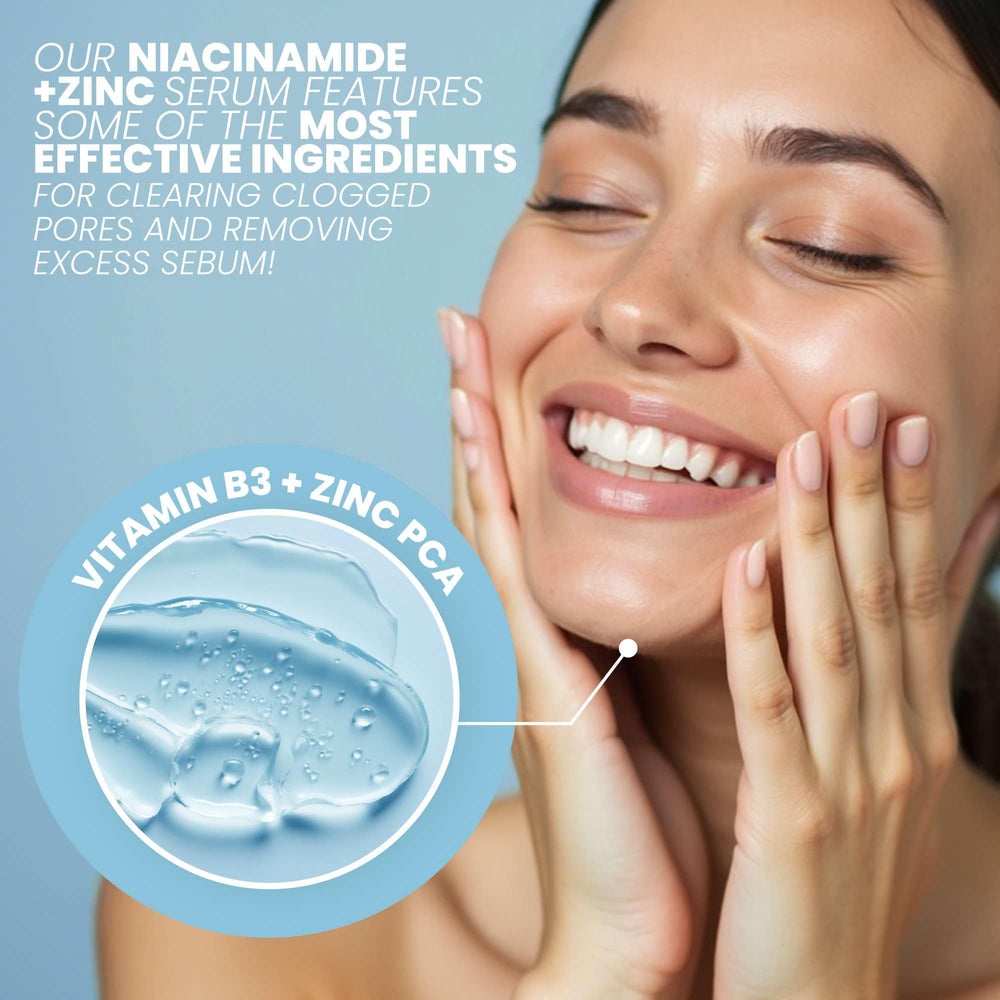 Eva Naturals Niacinamida Serum, zinc PCA, equilibra el aceite y poros.