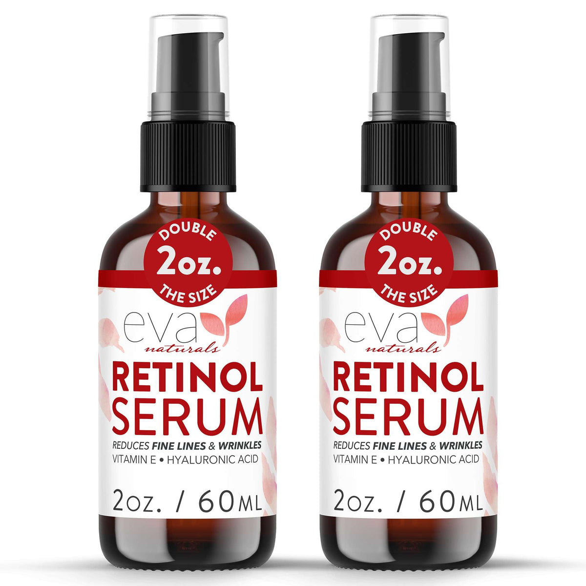 Eva Naturals Retinol Serum botella, presentación y cuidado facial recomendado.