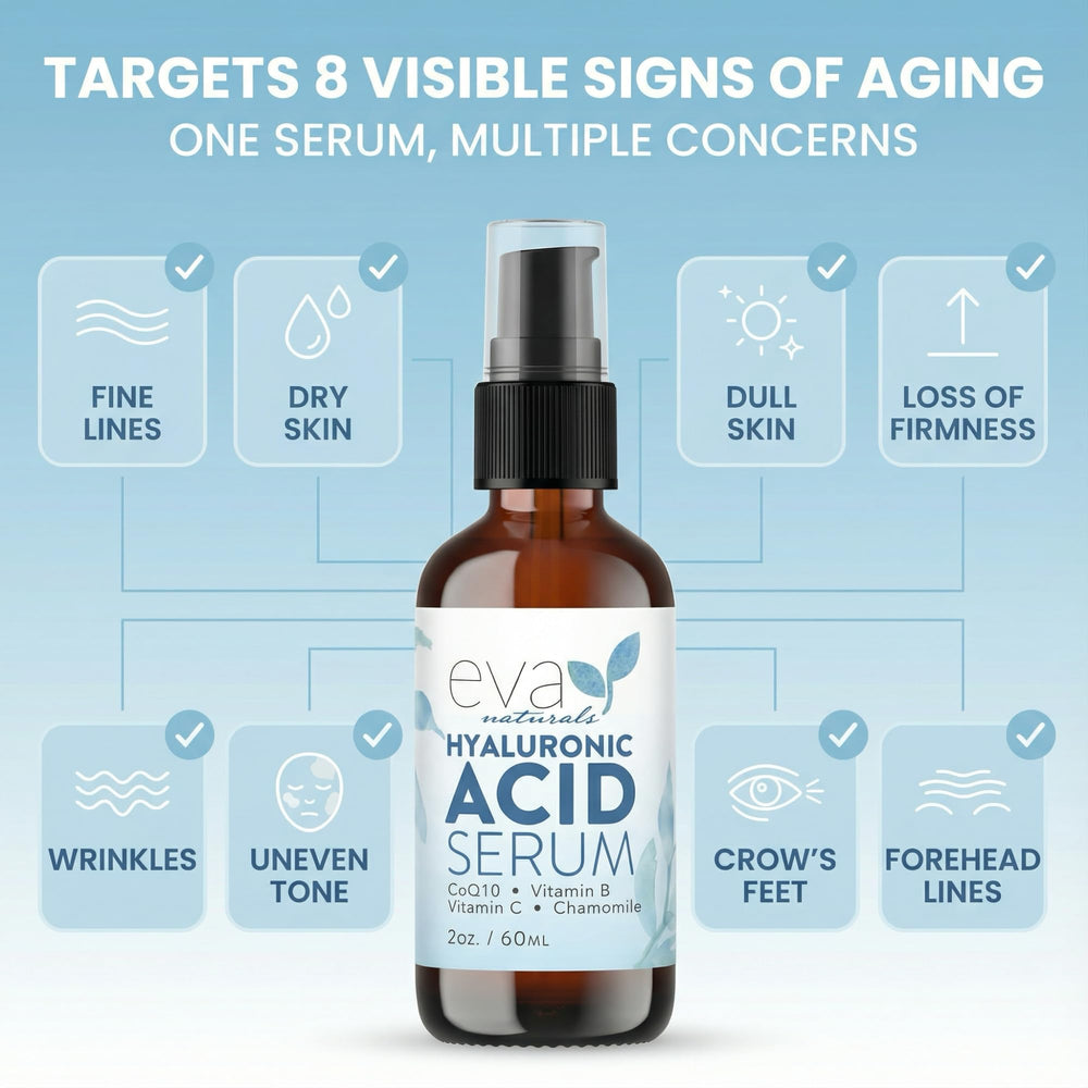 Ingredientes B5 y vitamina E en el serum Eva Naturals.