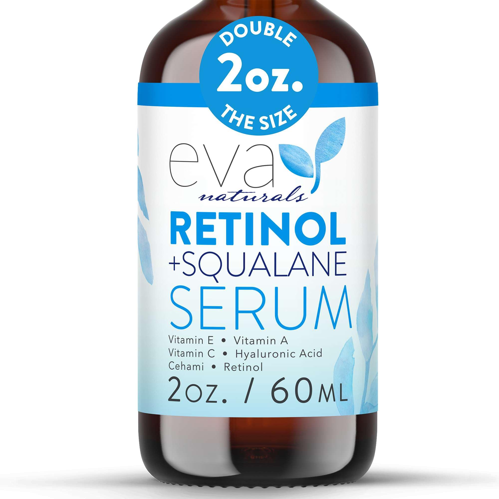 Eva Naturals Sérum Retinol Esqualano en botella, mejora firmeza y tono de la piel