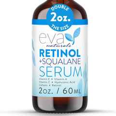 Eva Naturals Sérum Retinol Esqualano en botella, mejora firmeza y tono de la piel