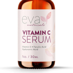 Eva Naturals serum vitamina C 20% en bote, aporta luminosidad al rostro.