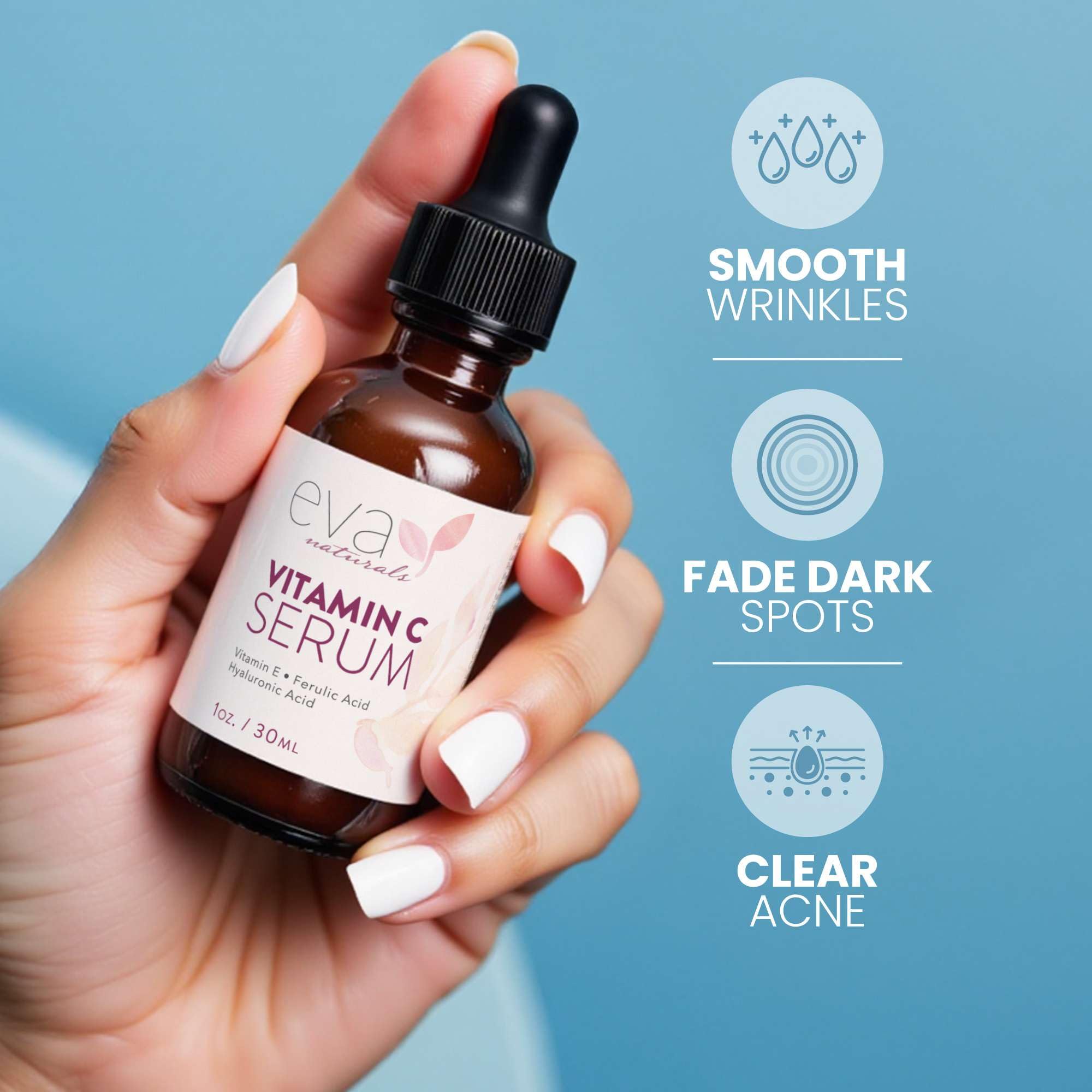 Aplicación en rostro con Eva Naturals, absorción rápida.