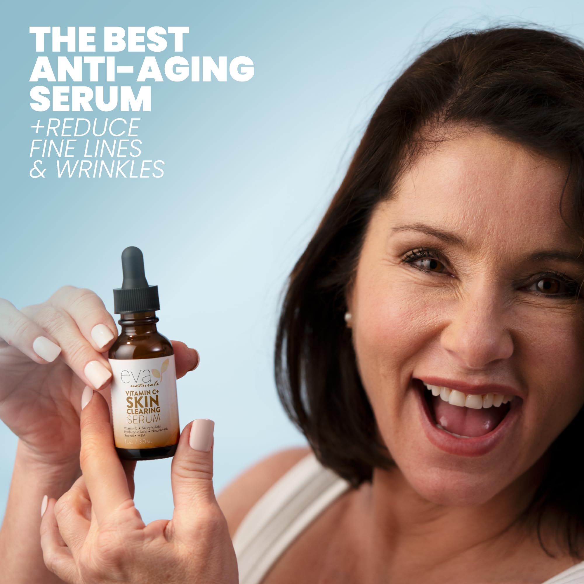 Aplicación suave en la palma de Eva Naturals Serum Vitamina C.