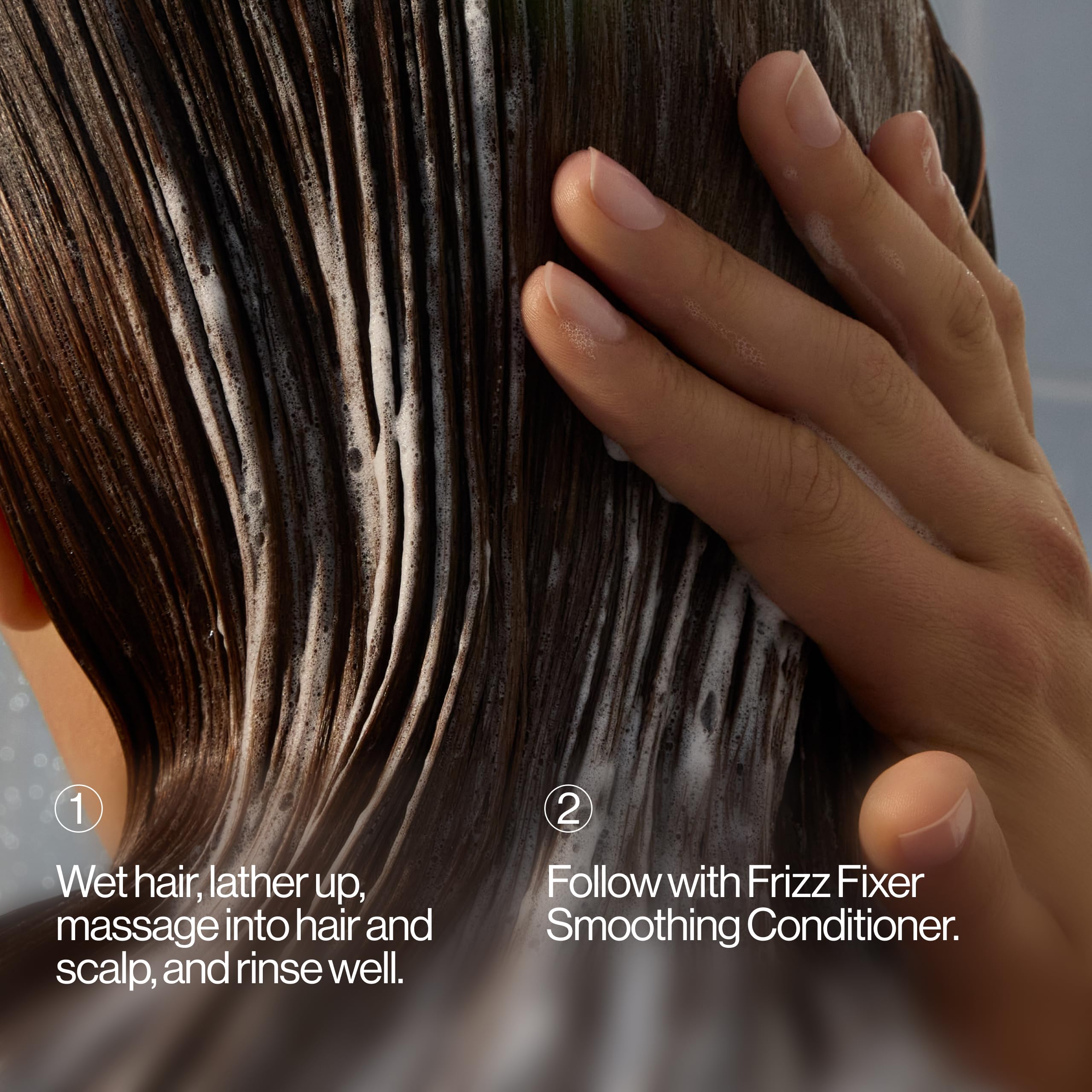 Bottle and ingredients highlight vegan, sulfate-free formula for healthier hair.