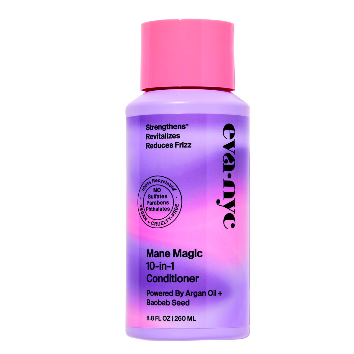 Eva NYC Mane Magic conditioner bottle showcases a sulfate-free formula for smooth, manageable hair.