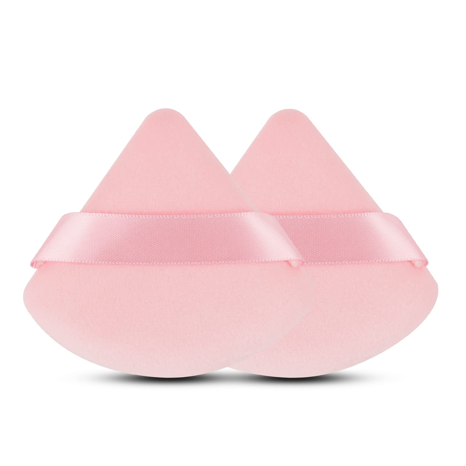 Esponja triangular EVAOUXIU para polvo rosa, acabado suave.