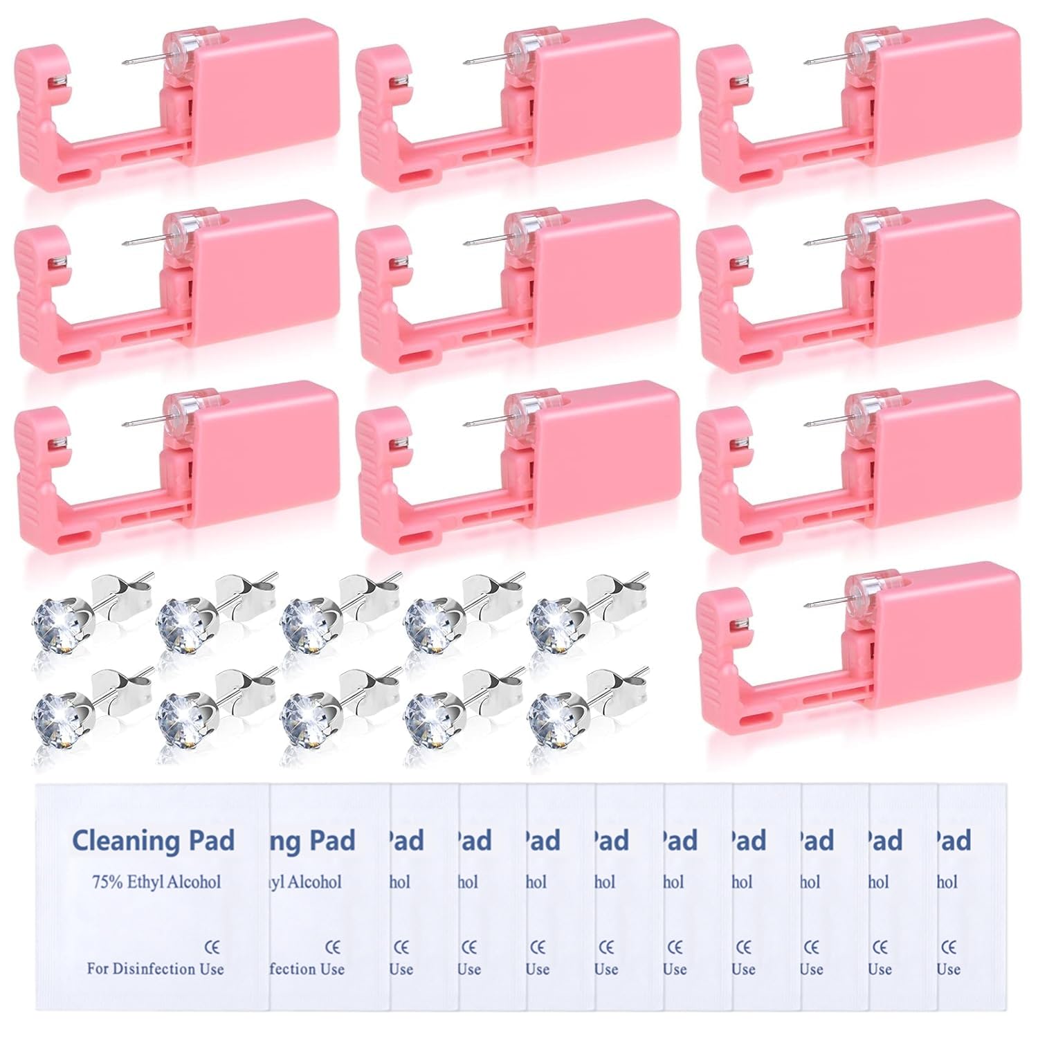 Evatage kit de perforación de oreja desechable en primer plano, práctico para uso en casa