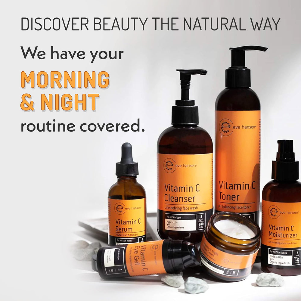 Rutina nocturna con Eve Hansen Vitamina C para piel renovada.