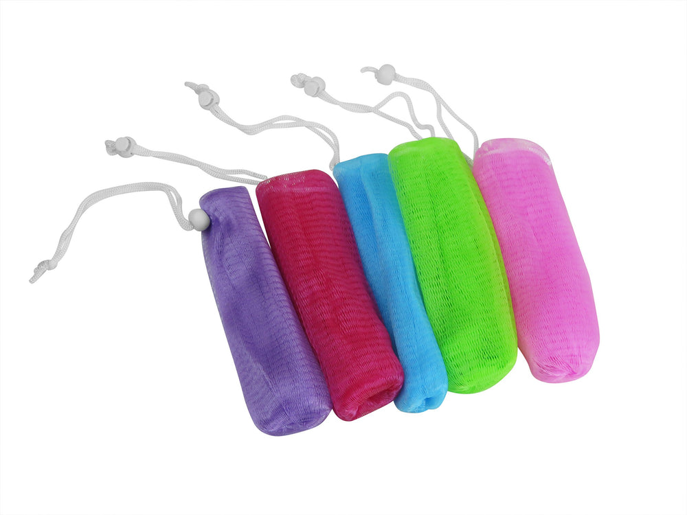 Evelots bolsa exfoliante de malla magenta con cordón para secado rápido