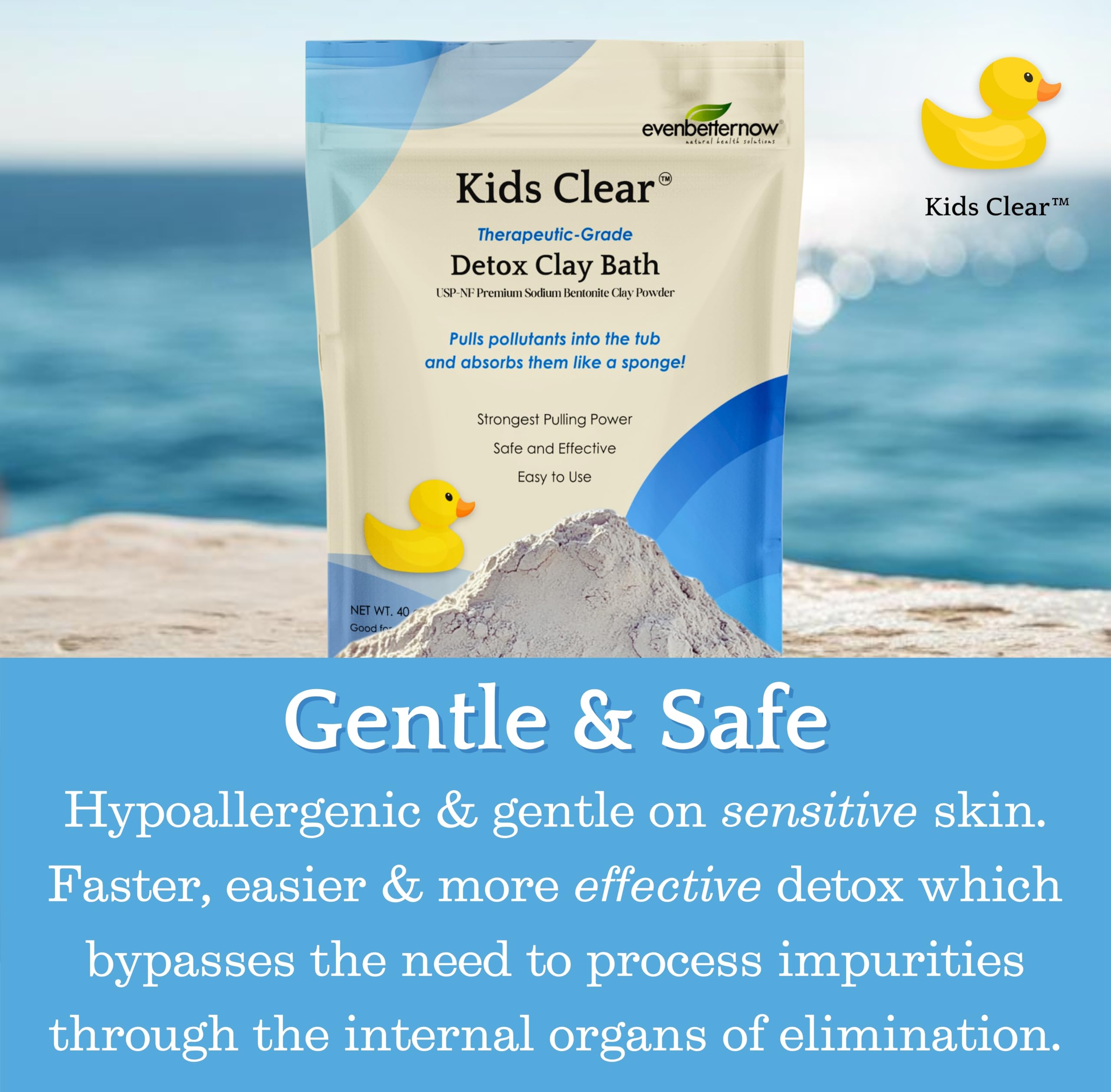 Evenbetternow Niños Arcilla Bentonita, disolución homogénea sin grumos para baño relajante.