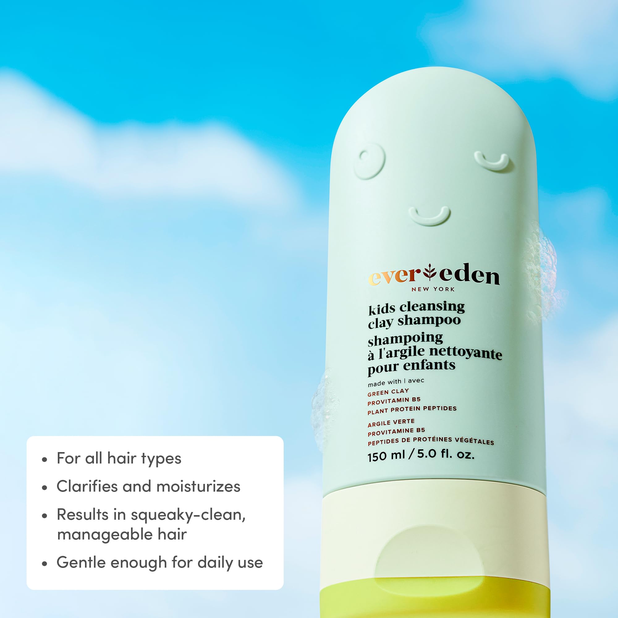 Evereden After Swim Shampoo para niños con textura cremosa facilita lavado suave.