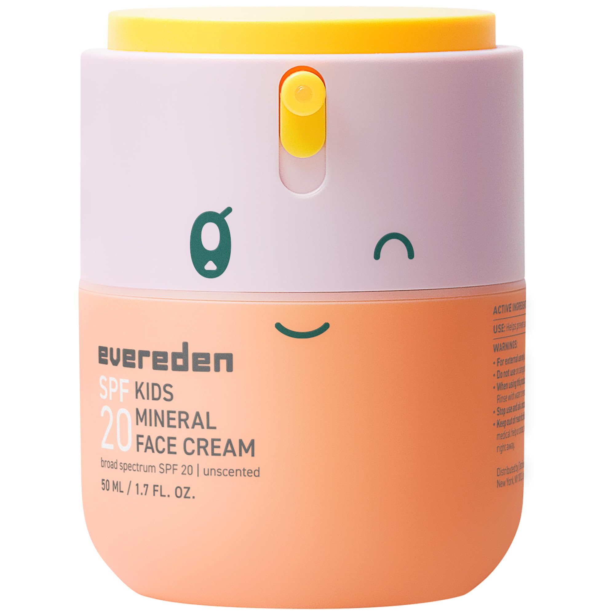 Evereden crema facial para niños en botella, protege e hidrata la piel diaria.