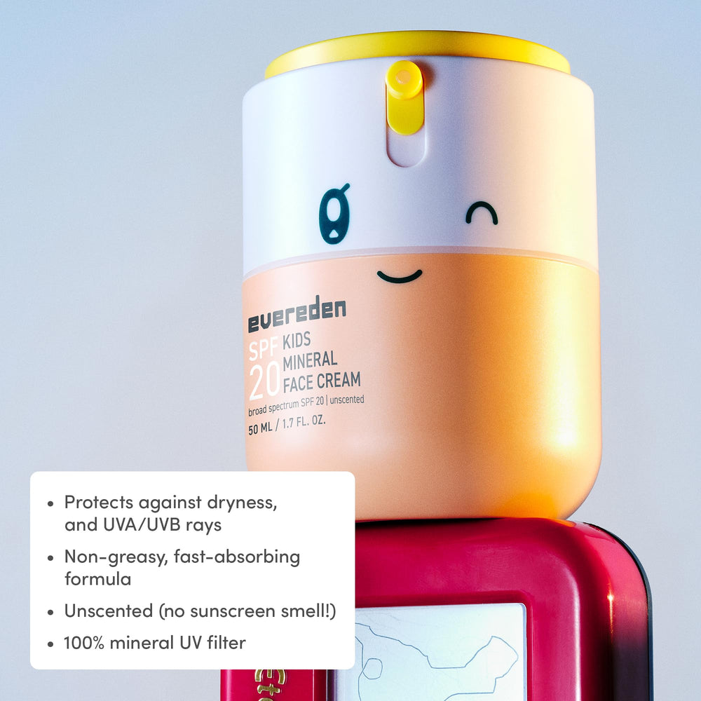 Evereden crema facial niños protección SPF20 para juego al aire libre.