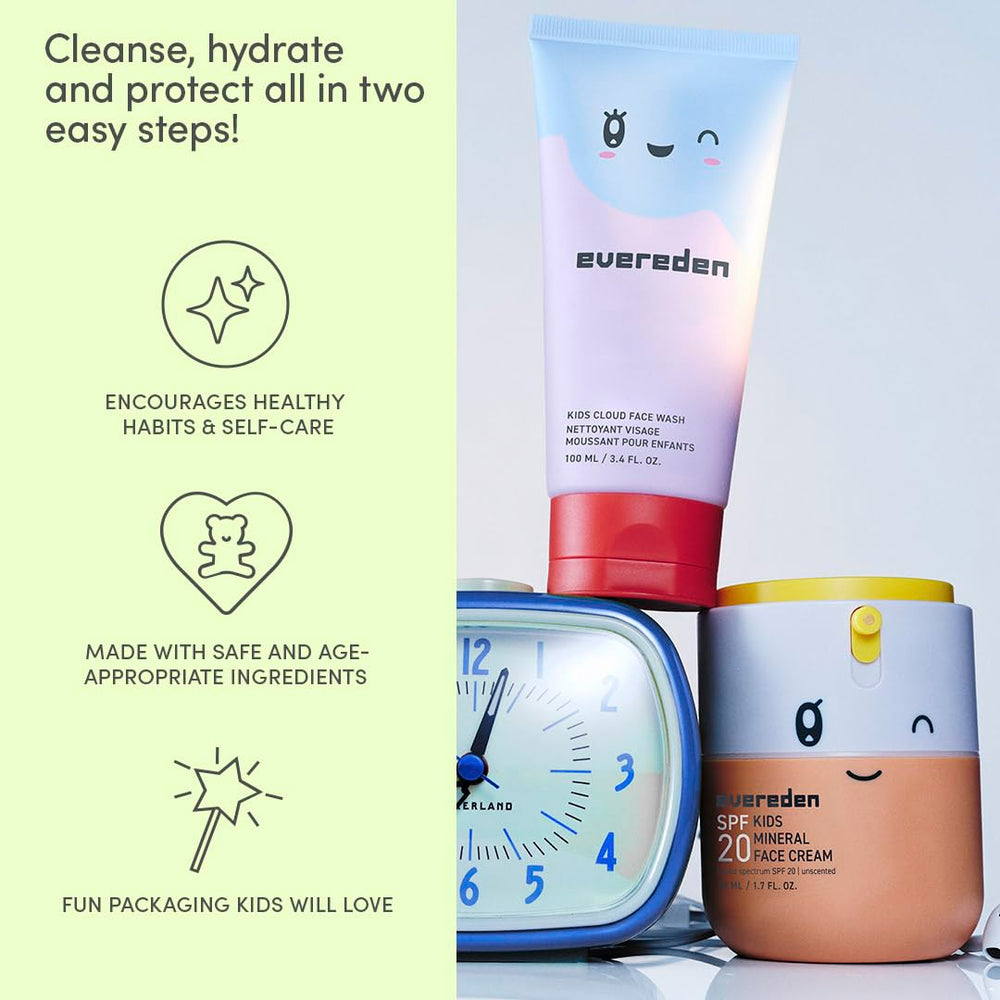 Crema facial mineral SPF20 de Evereden no nano y no comedogénica para poros sanos.