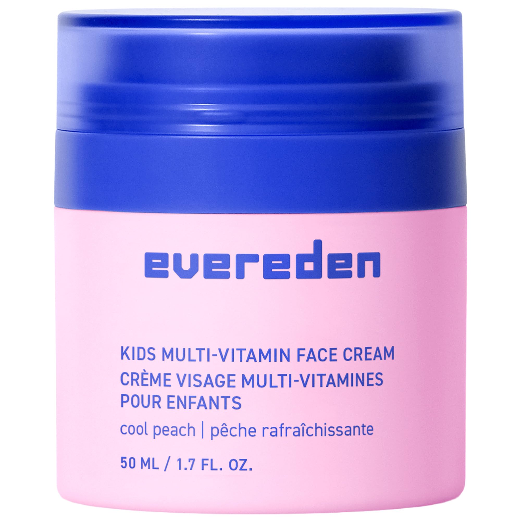 Evereden crema para niños con durazno refrescante en envase, ideal para hidratación suave.