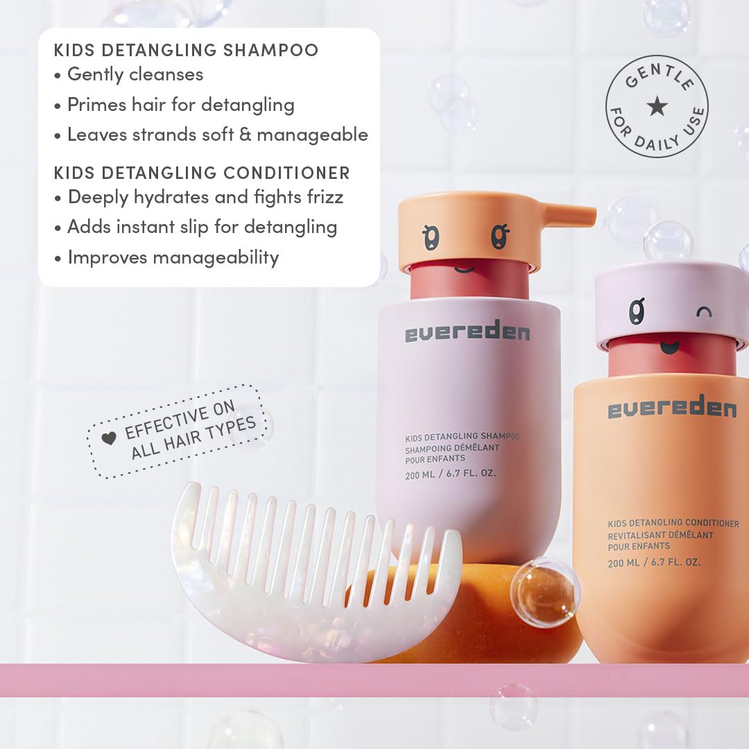 Cepillo desenredante de Evereden Happy Hair Duo facilita peinado suave para niños.