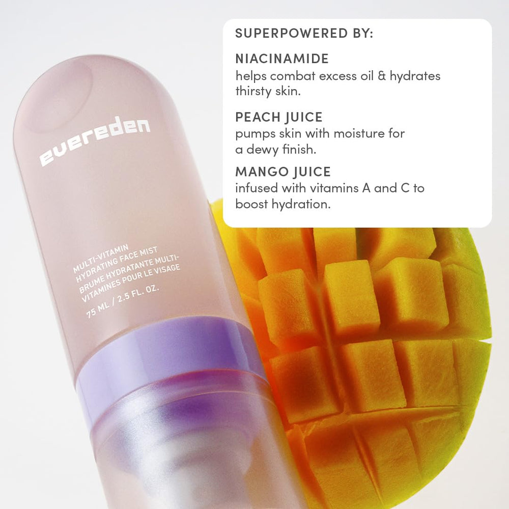 Jugo de durazno y mango aporta antioxidantes a la bruma infantil de Evereden.