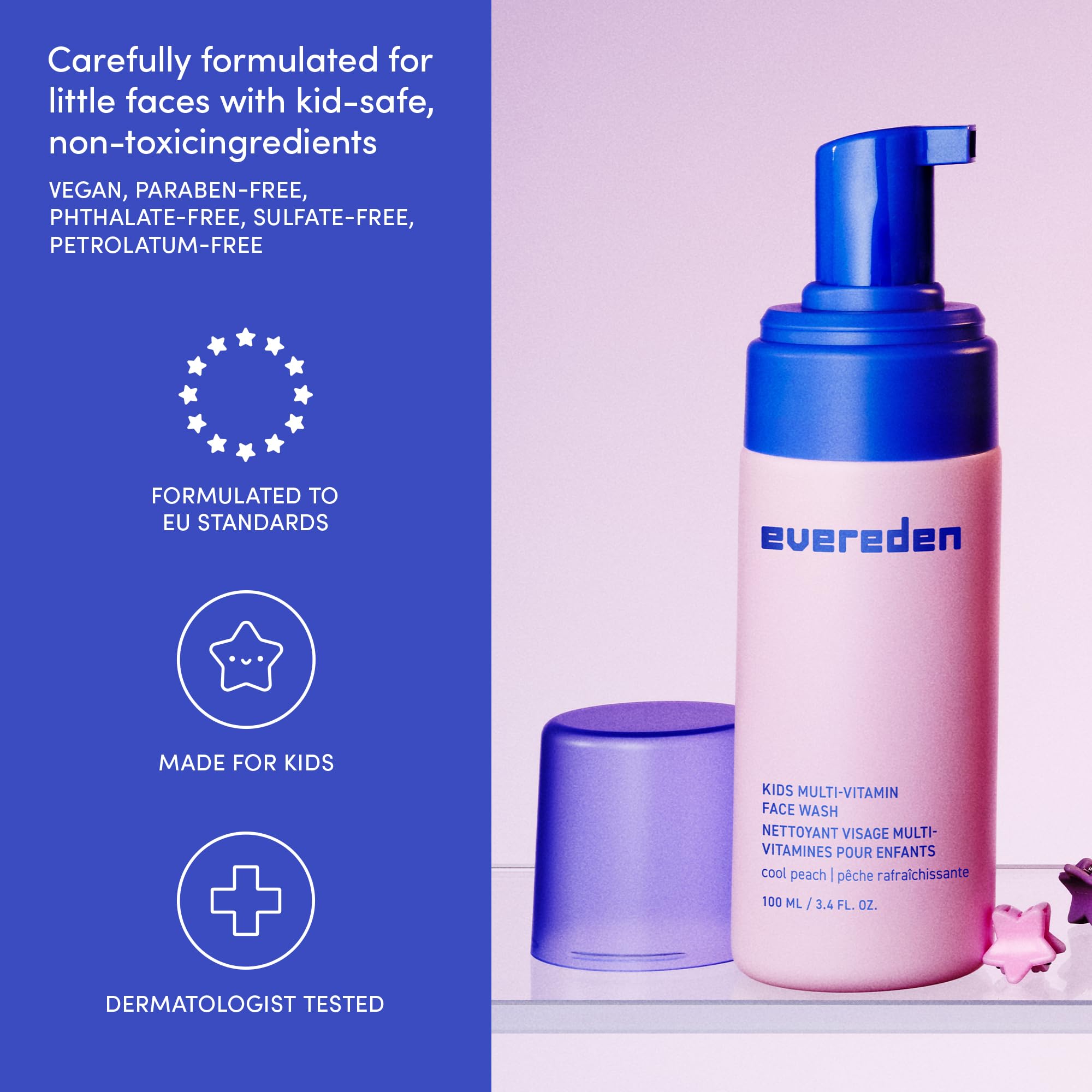 Frasco práctico de Evereden Kids Face Wash para rutina diaria