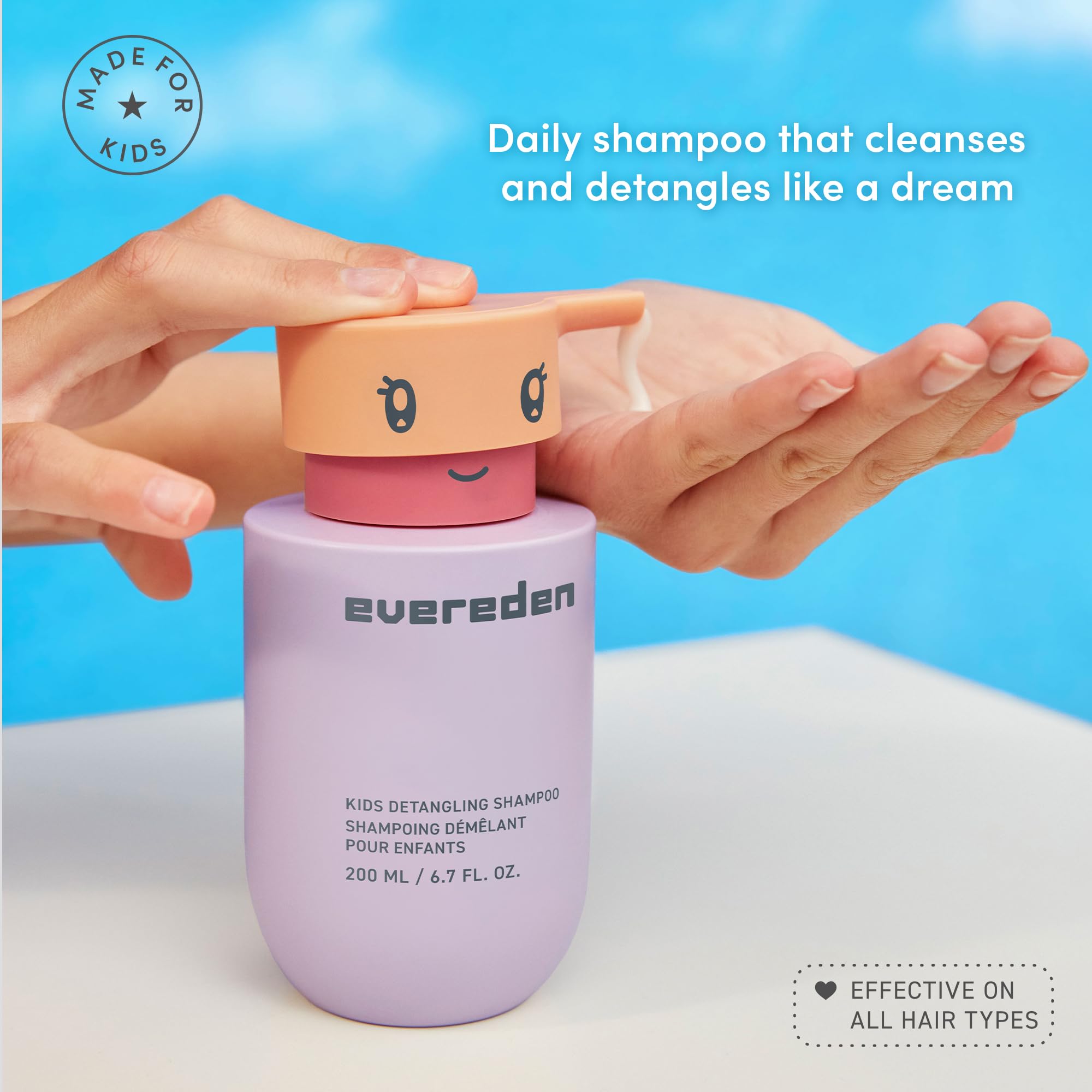 Evereden Shampooing Enfants - Cheveux longs démêlés et brillance naturelle.