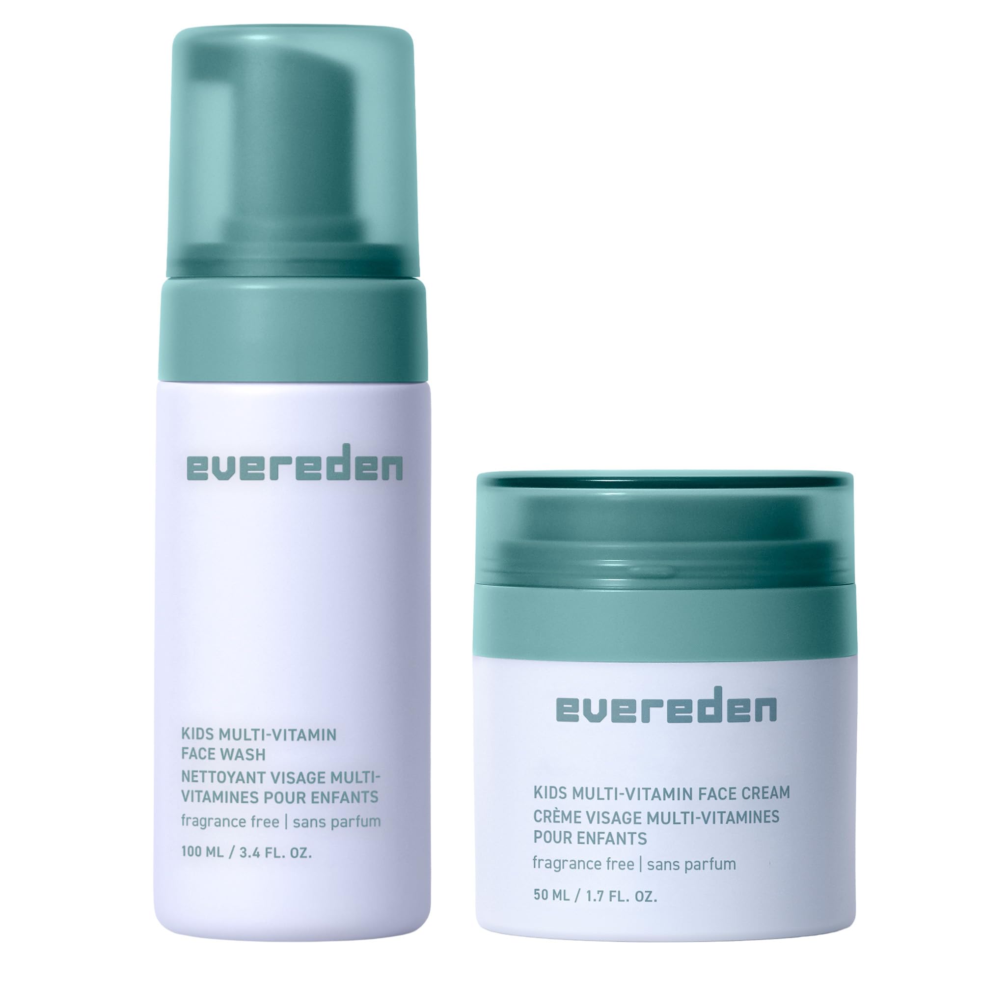 Evereden lavado facial sin fragancia para niños, limpieza suave que respeta piel sensible.
