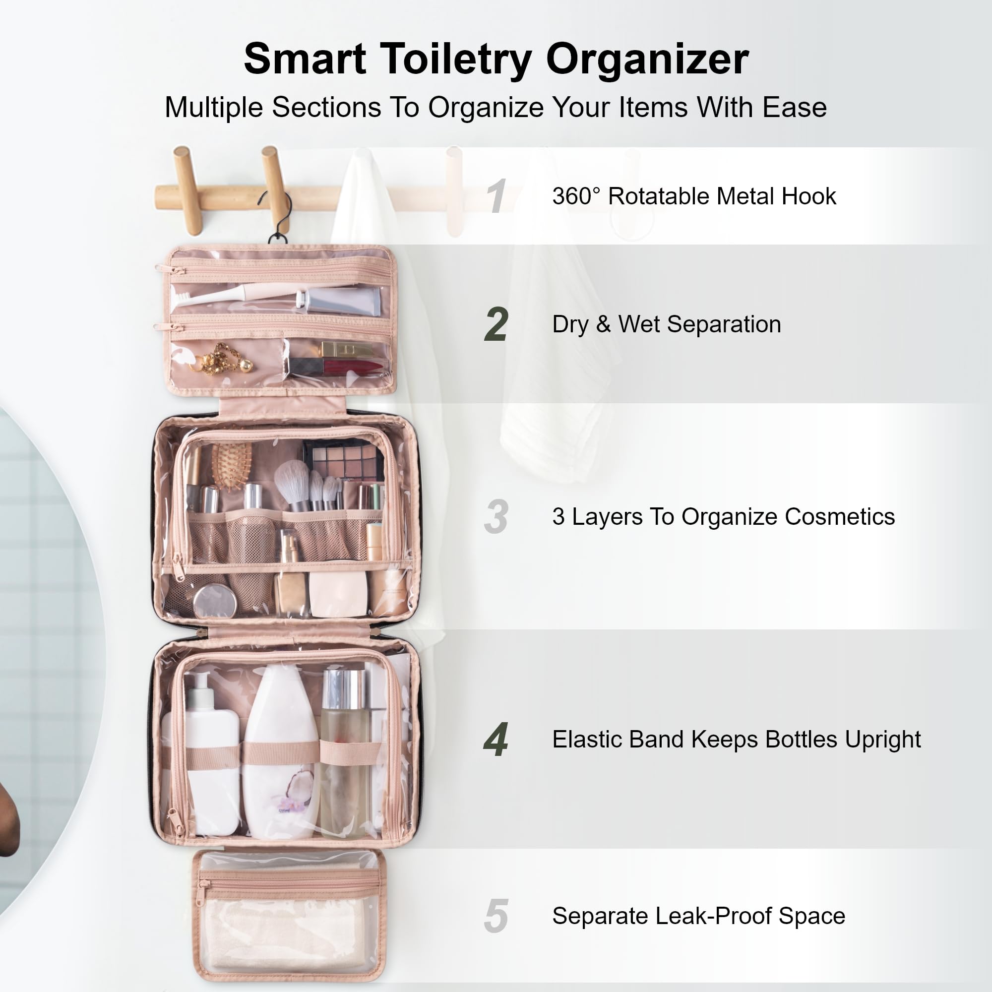 Everfun kit higiene compartimentos para maquillaje, organiza tus productos de forma clara.
