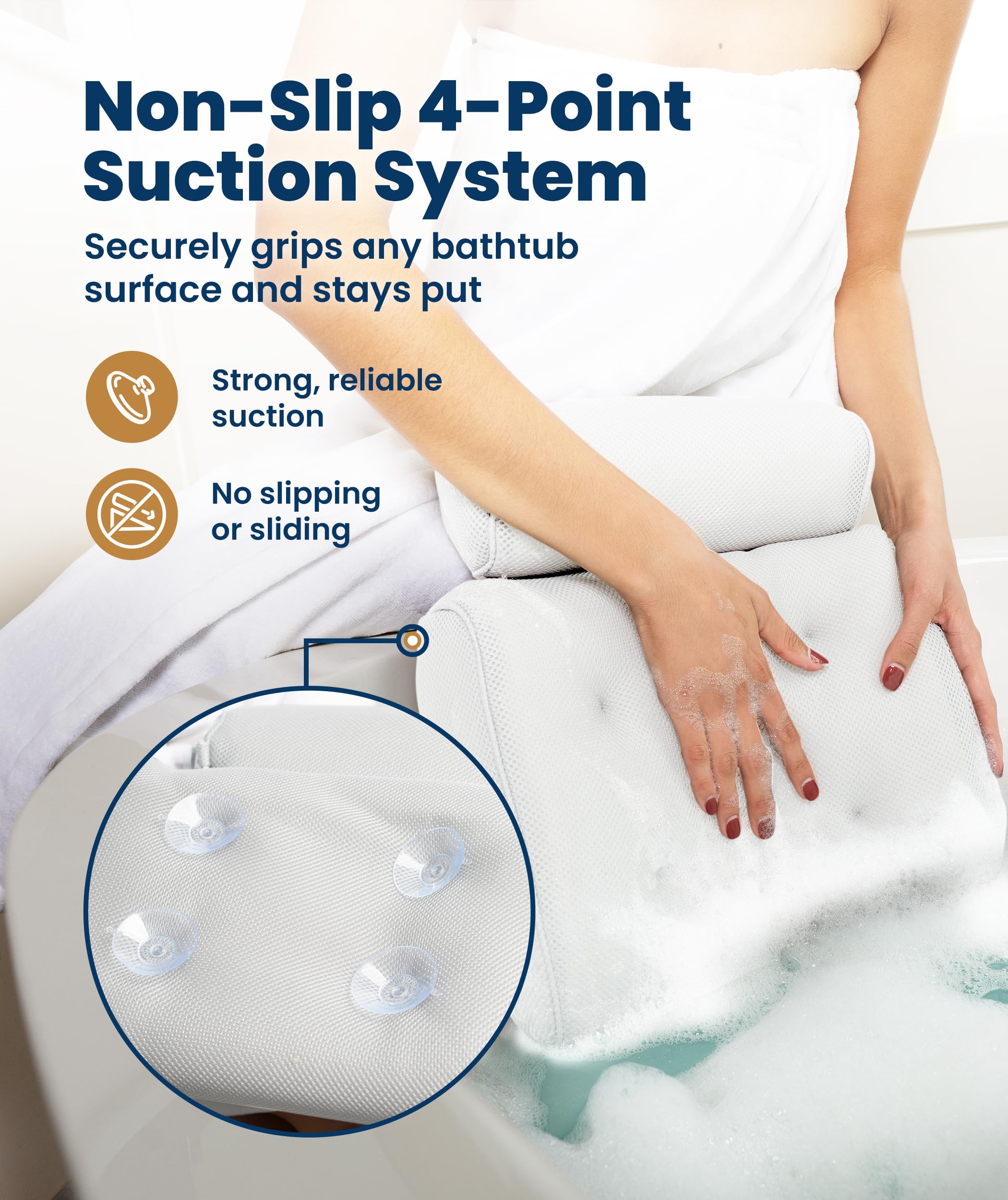 Everlasting Comfort, almohada de baño, malla transpirable para secado rápido