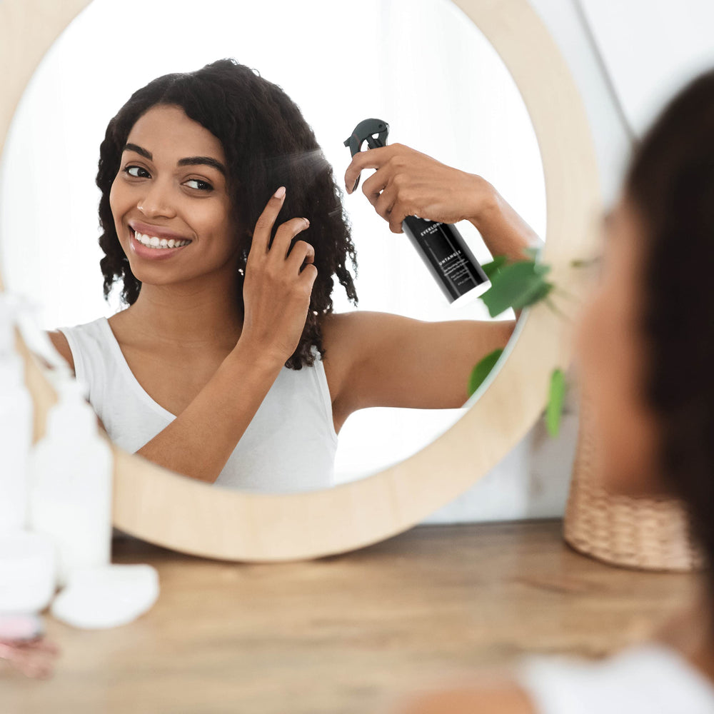 Everlong Untangle formula highlighting argan and jojoba oil components.