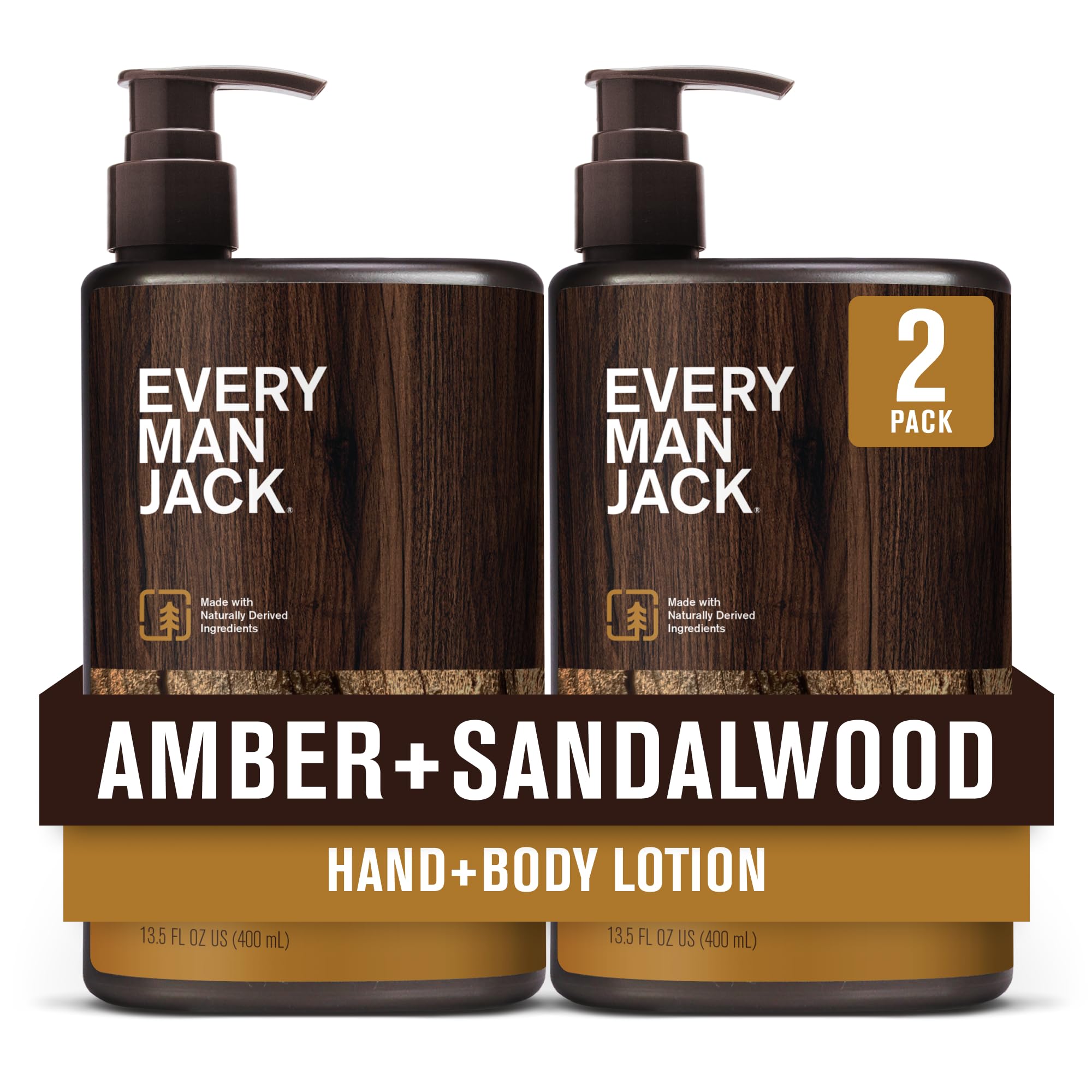 Every Man Jack Amber Sándalo, botella para manos y cuerpo, hidratación ligera de rápida absorción.