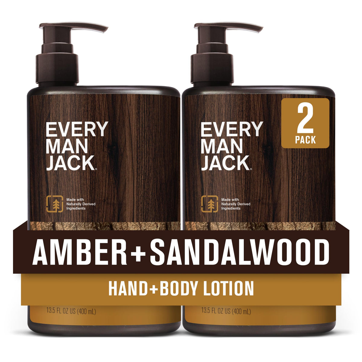 Every Man Jack Amber Sándalo, botella para manos y cuerpo, hidratación ligera de rápida absorción.