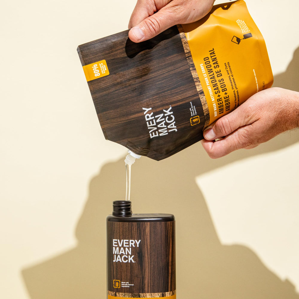 Every Man Jack Amber Sandalwood uso diario para limpieza y frescura