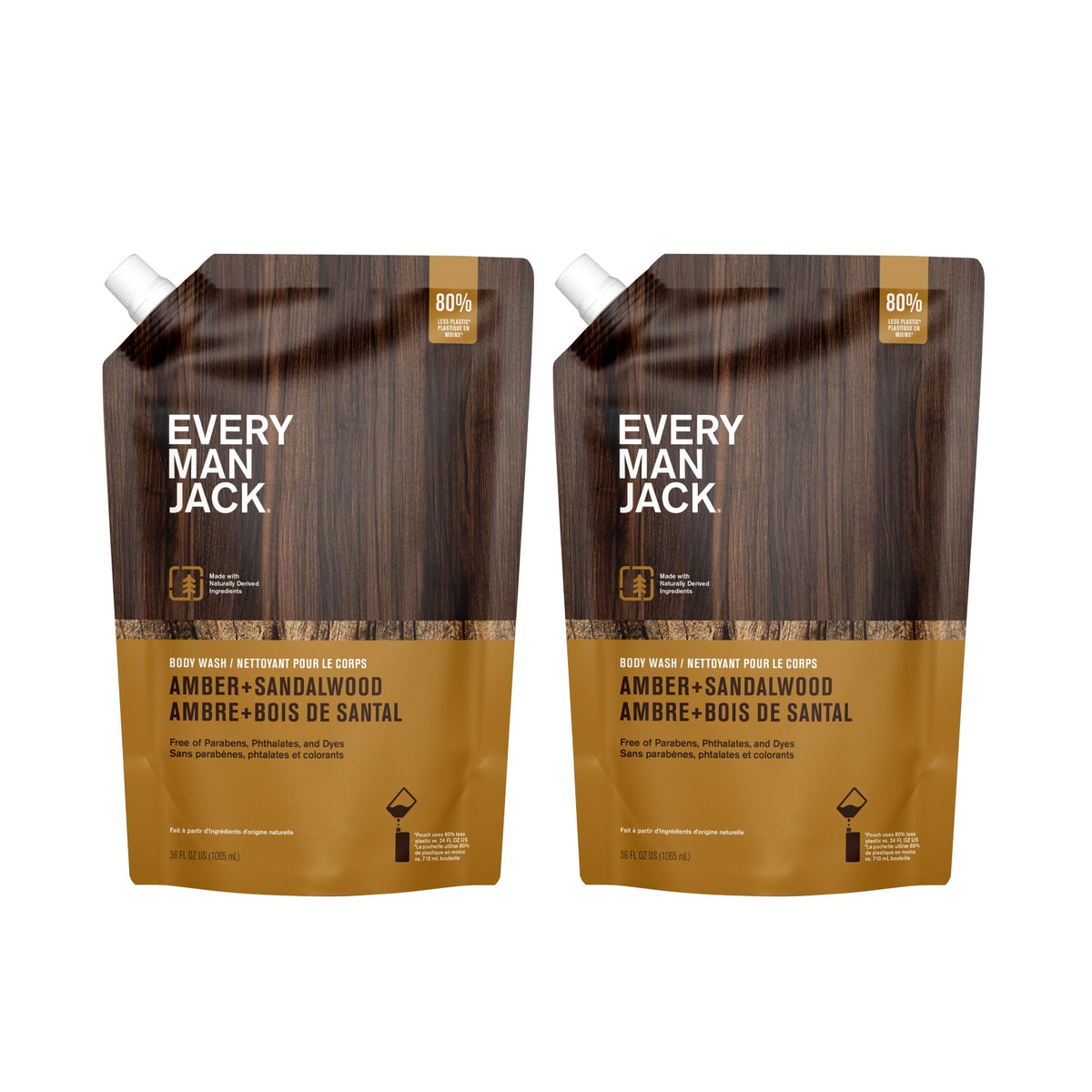 Every Man Jack Amber Sandalwood recarga de 36 oz para limpieza profunda e hidratación