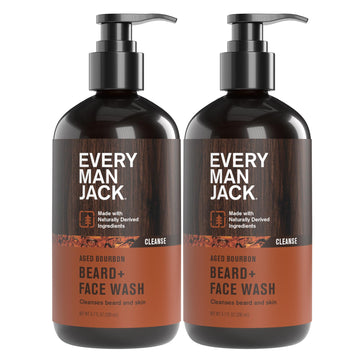 Every Man Jack beard-face wash en botella, limpieza suave para barba y piel.