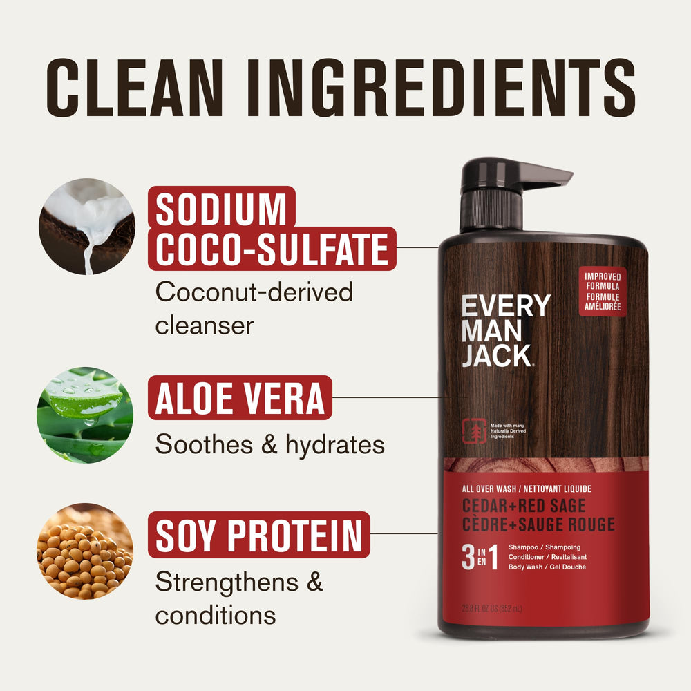 Every Man Jack cedro-salvia, uso cabello, cabello suave y manejable.
