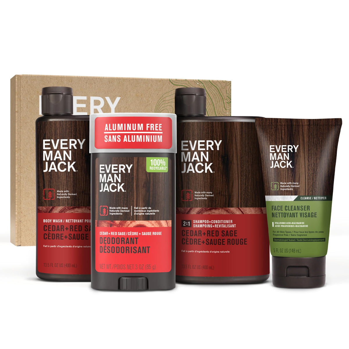 Every Man Jack Cedar + Red Sage: lavado corporal suave, ideal para limpieza diaria.