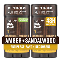 Every Man Jack Amber Sándalo en botella, lista para la rutina diaria.