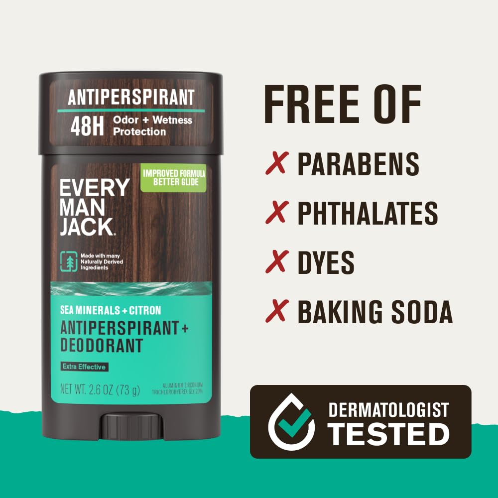 Etiqueta informativa de ingredientes y beneficios de Every Man Jack