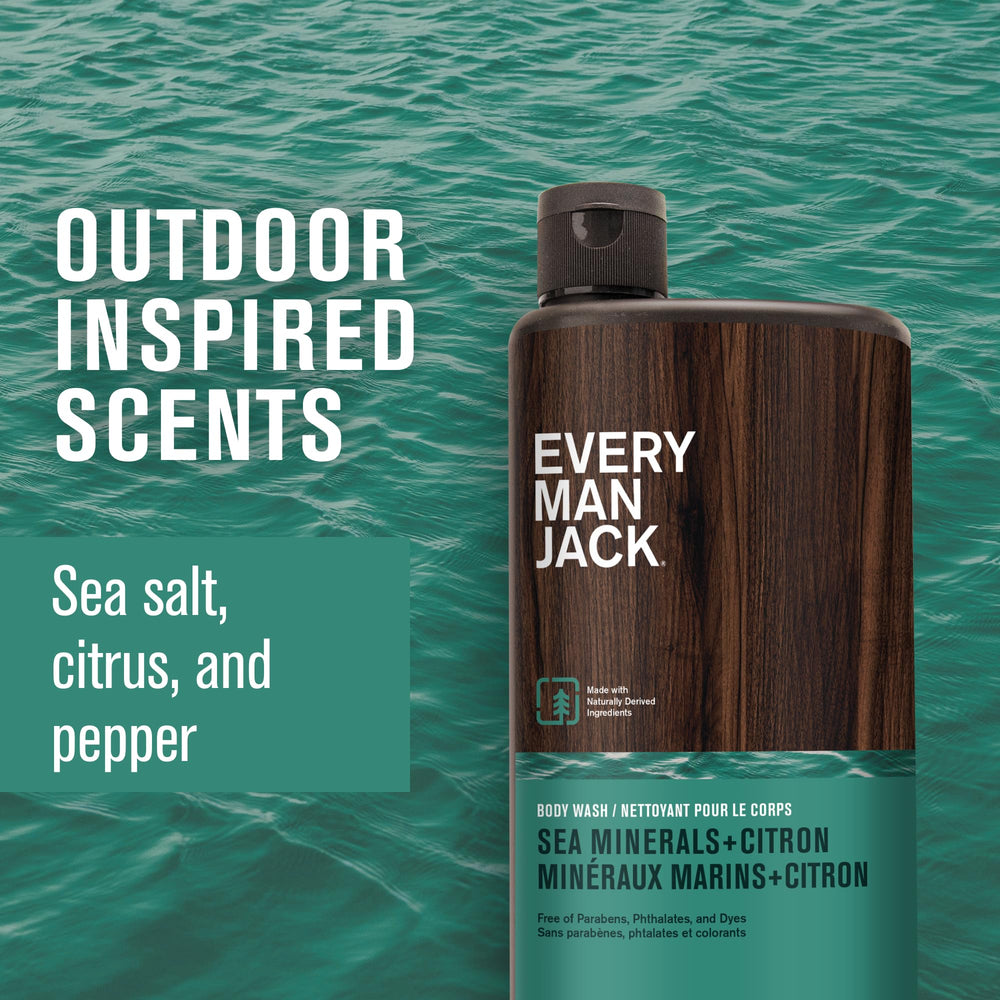 Every Man Jack – deux bouteilles Sea Minerals Citron, routine masculine pratique.