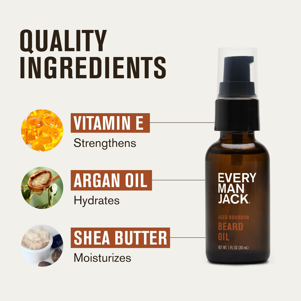 Every Man Jack Ingredientes naturales: vitamina E, argán y karité nutren la barba.